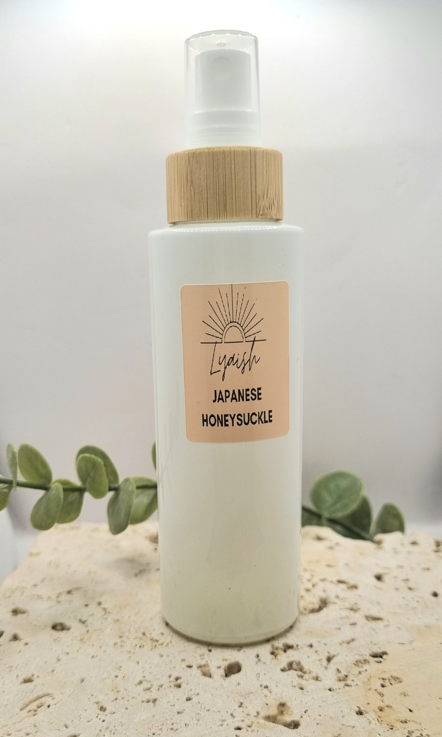 White glass and Bamboo Lid Room Spray